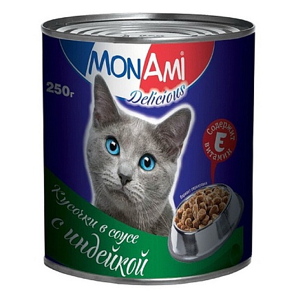MON AMI конс. 250 г для кошек Индейка Кусочки в соусе