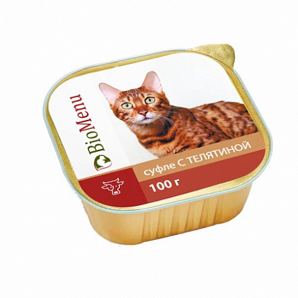 BIO MENU кон.для кошек суфле Телятина 100г