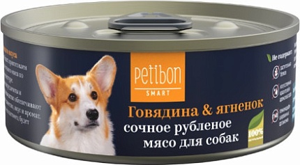 Petibon Smart Рубленое мясо 100 г для собак с ягненком и индейкой