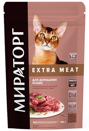 WINNER Extra Meat сухой корм Black Angus с говядиной для домашних кошек старше 1 года 0,19гАКЦИЯ!