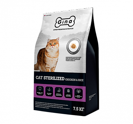 Gina Cat Sterilized Chicken&Riсe 7,5кг (Сербия)
