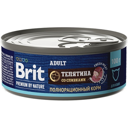 BRIT Premium By Nature Консервы для кошек с мясом Телятины со Сливками 100г