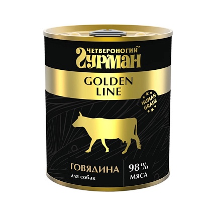 Четвероногий гурман "Золотая линия" Говядина натуральная Желе для собак 340 г