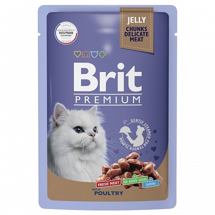 Брит Premium пауч для взрослых кошек Ассорти из Птицы в желе 85г