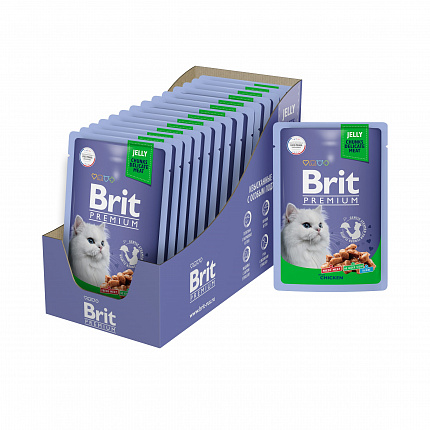 BRIT Premium пауч для взрослых кошек Цыпленок в желе 85гАКЦИЯ!