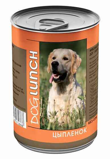 DOG LUNCH кон.для собак Цыпленок 410г