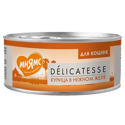 Мнямс консервы Delicatesse влажный дополнительный корм д/кошек Курица в нежном желе 70 г