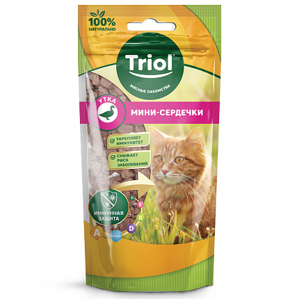 TRIOL Мини-сердечки из утки для кошек, 40г