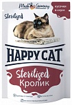 Happy cat, консервированный для стерилизованных кошек Кролик кусочки в соусе, пауч