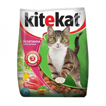 KITEKAT "Аппетитная телятинка" сухой 1,9 кг 1х4 шт