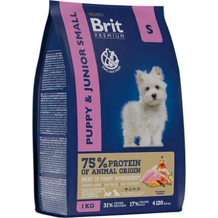 BRIT Premium Dog Puppy/ Junior Small.Сухой корм для щенков и молодых собак Курица 1кг