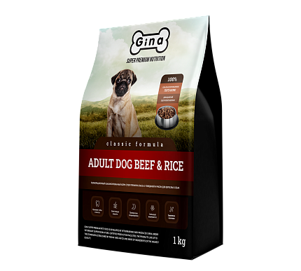 Gina Classic Adult Dog Beef & Rice 1кг (Китай)