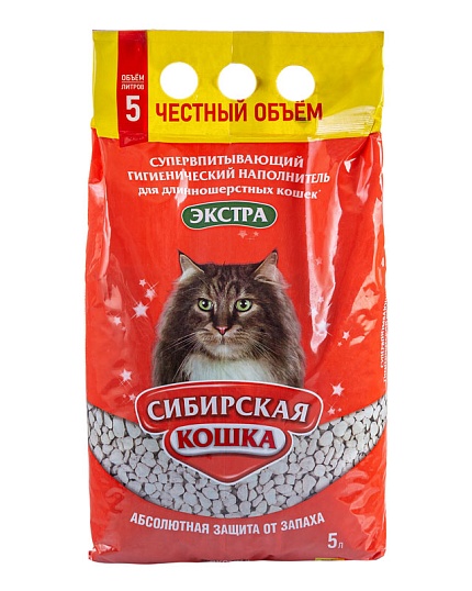 Сибирская кошка Экстра Наполнитель для длинношерстных кошек впитывающий 5л