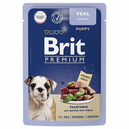 BRIT Premium пауч для щенков всех пород Телятина в соусе 85г